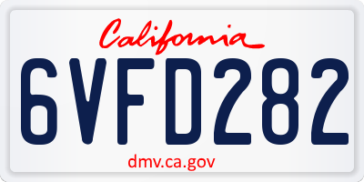CA license plate 6VFD282
