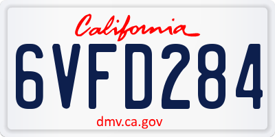CA license plate 6VFD284