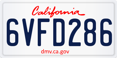 CA license plate 6VFD286