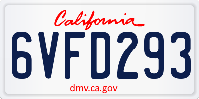 CA license plate 6VFD293