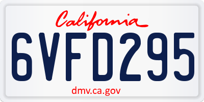 CA license plate 6VFD295