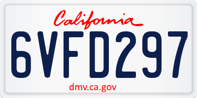 CA license plate 6VFD297
