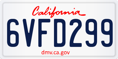 CA license plate 6VFD299
