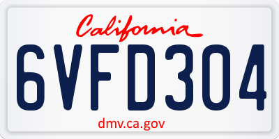 CA license plate 6VFD304