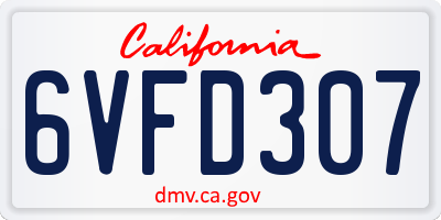 CA license plate 6VFD307