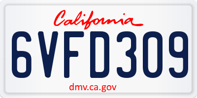 CA license plate 6VFD309