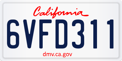 CA license plate 6VFD311