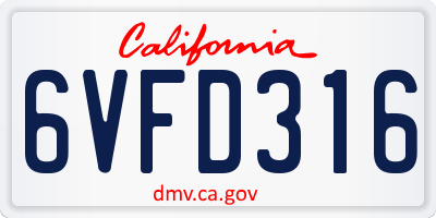 CA license plate 6VFD316