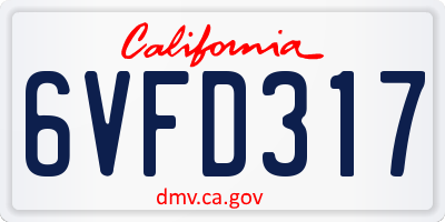CA license plate 6VFD317