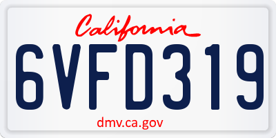 CA license plate 6VFD319