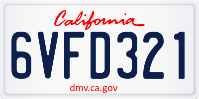 CA license plate 6VFD321