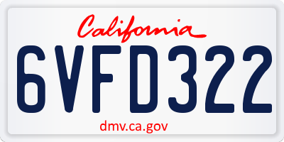 CA license plate 6VFD322