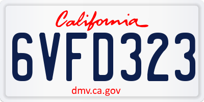 CA license plate 6VFD323