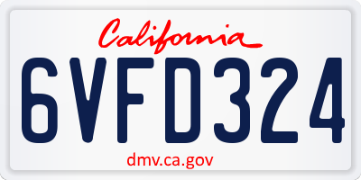 CA license plate 6VFD324