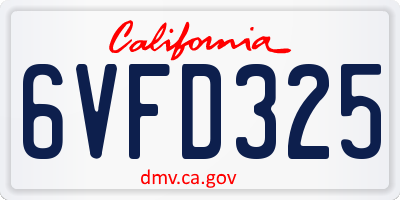 CA license plate 6VFD325