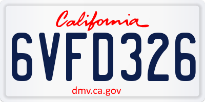 CA license plate 6VFD326