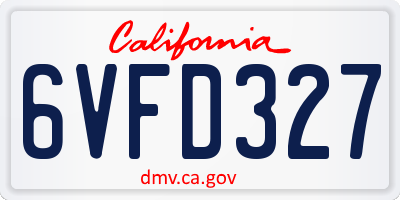 CA license plate 6VFD327