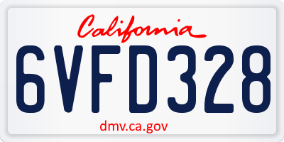 CA license plate 6VFD328