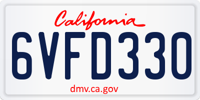 CA license plate 6VFD330