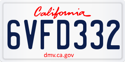 CA license plate 6VFD332
