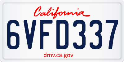 CA license plate 6VFD337
