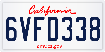CA license plate 6VFD338