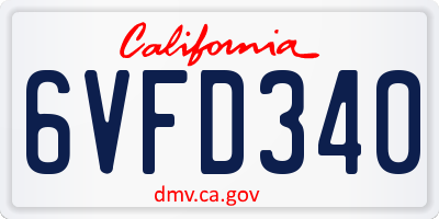 CA license plate 6VFD340