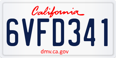 CA license plate 6VFD341
