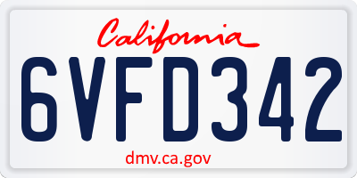 CA license plate 6VFD342