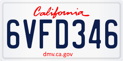 CA license plate 6VFD346