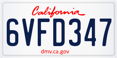 CA license plate 6VFD347