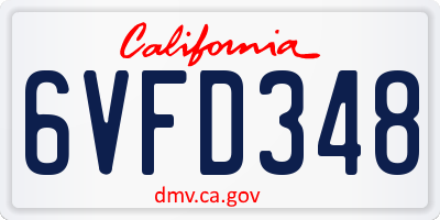 CA license plate 6VFD348
