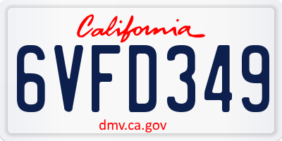 CA license plate 6VFD349