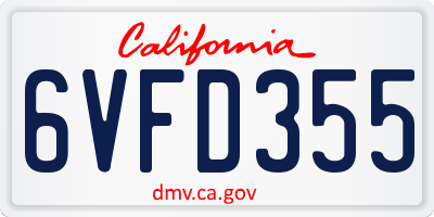CA license plate 6VFD355