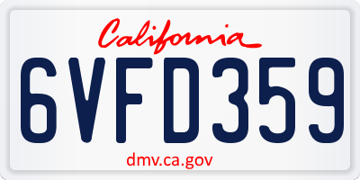 CA license plate 6VFD359