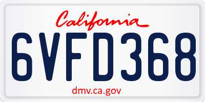 CA license plate 6VFD368