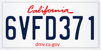 CA license plate 6VFD371