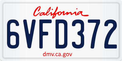 CA license plate 6VFD372