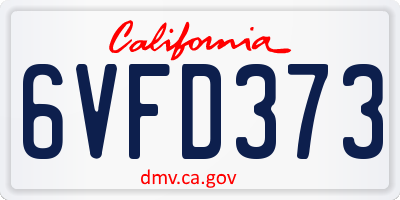 CA license plate 6VFD373