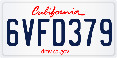 CA license plate 6VFD379