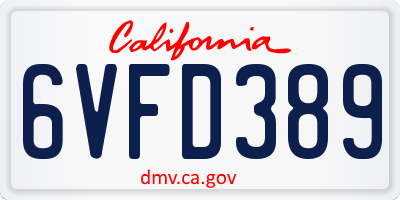 CA license plate 6VFD389