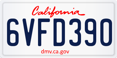 CA license plate 6VFD390