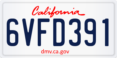 CA license plate 6VFD391
