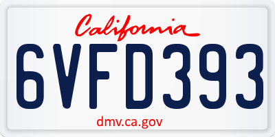 CA license plate 6VFD393