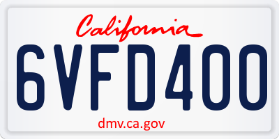 CA license plate 6VFD400