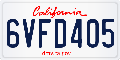 CA license plate 6VFD405
