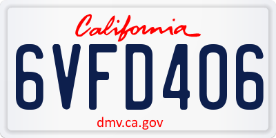 CA license plate 6VFD406