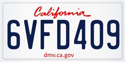 CA license plate 6VFD409