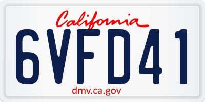 CA license plate 6VFD41