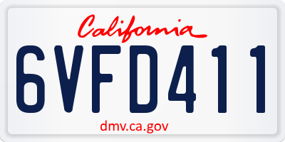 CA license plate 6VFD411